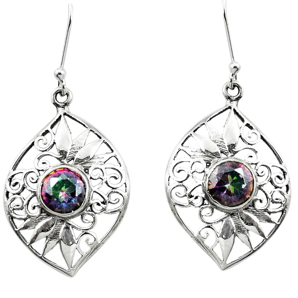 Multi color rainbow topaz 925 sterling silver dangle earrings m54388