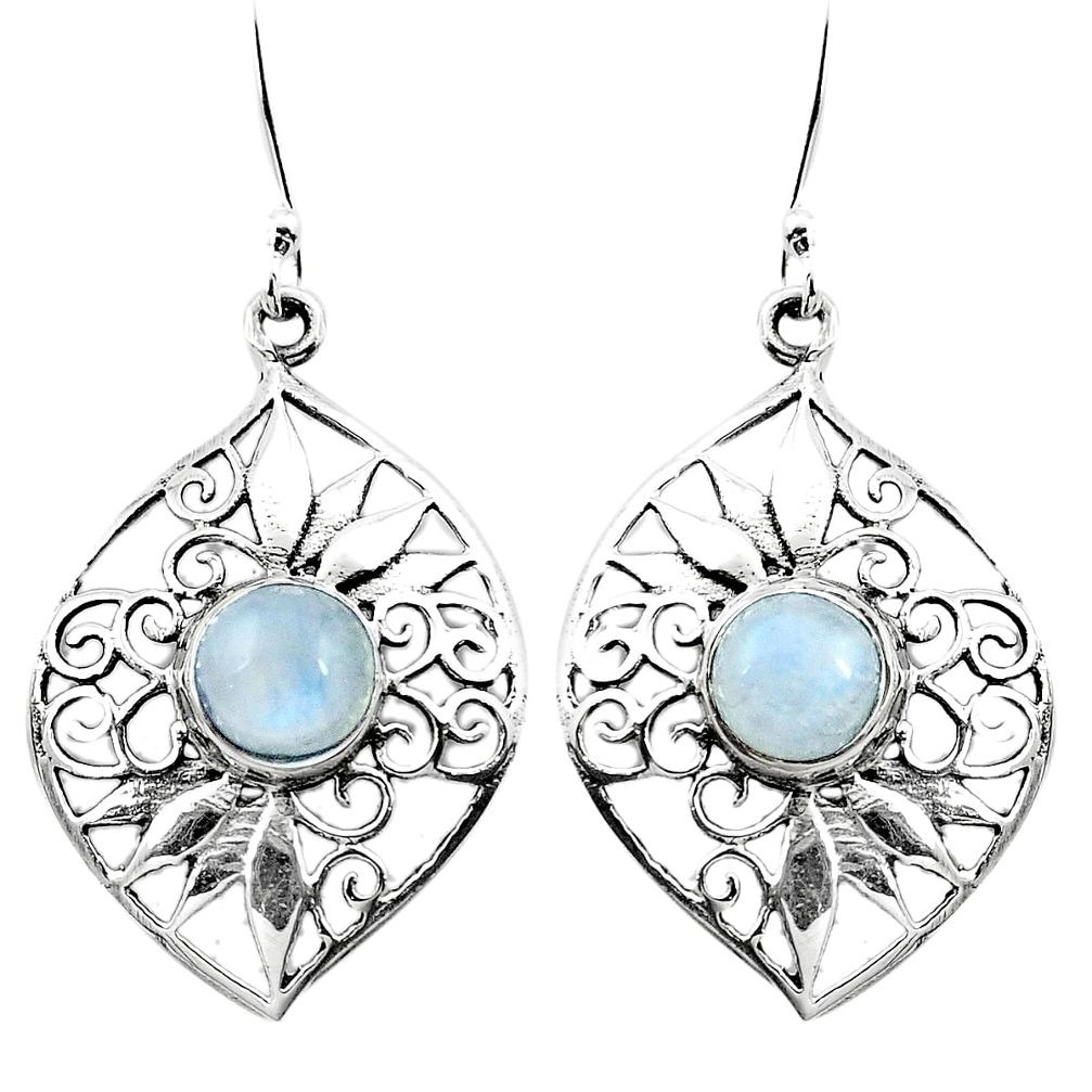 Natural rainbow moonstone 925 sterling silver dangle earrings m54389