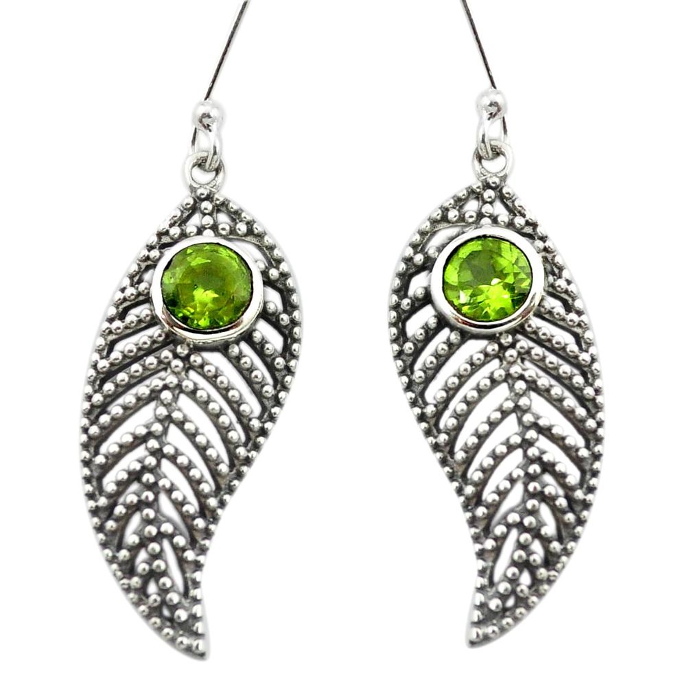 Natural green peridot 925 sterling silver dangle earrings jewelry m54399