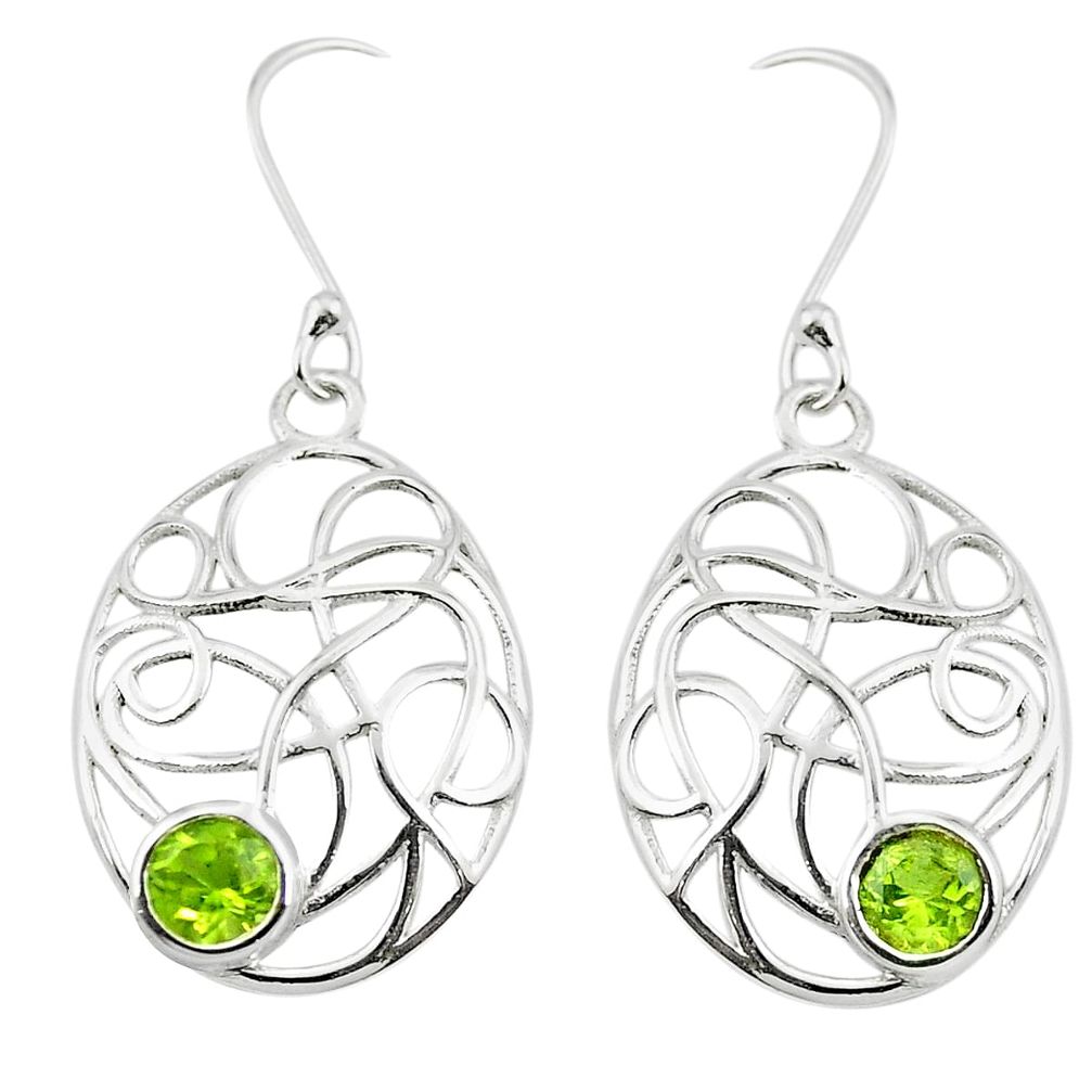 Natural green peridot 925 sterling silver dangle earrings jewelry m54416