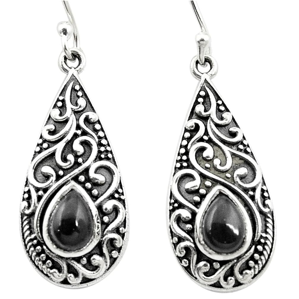 Natural black onyx 925 sterling silver dangle earrings jewelry m54543