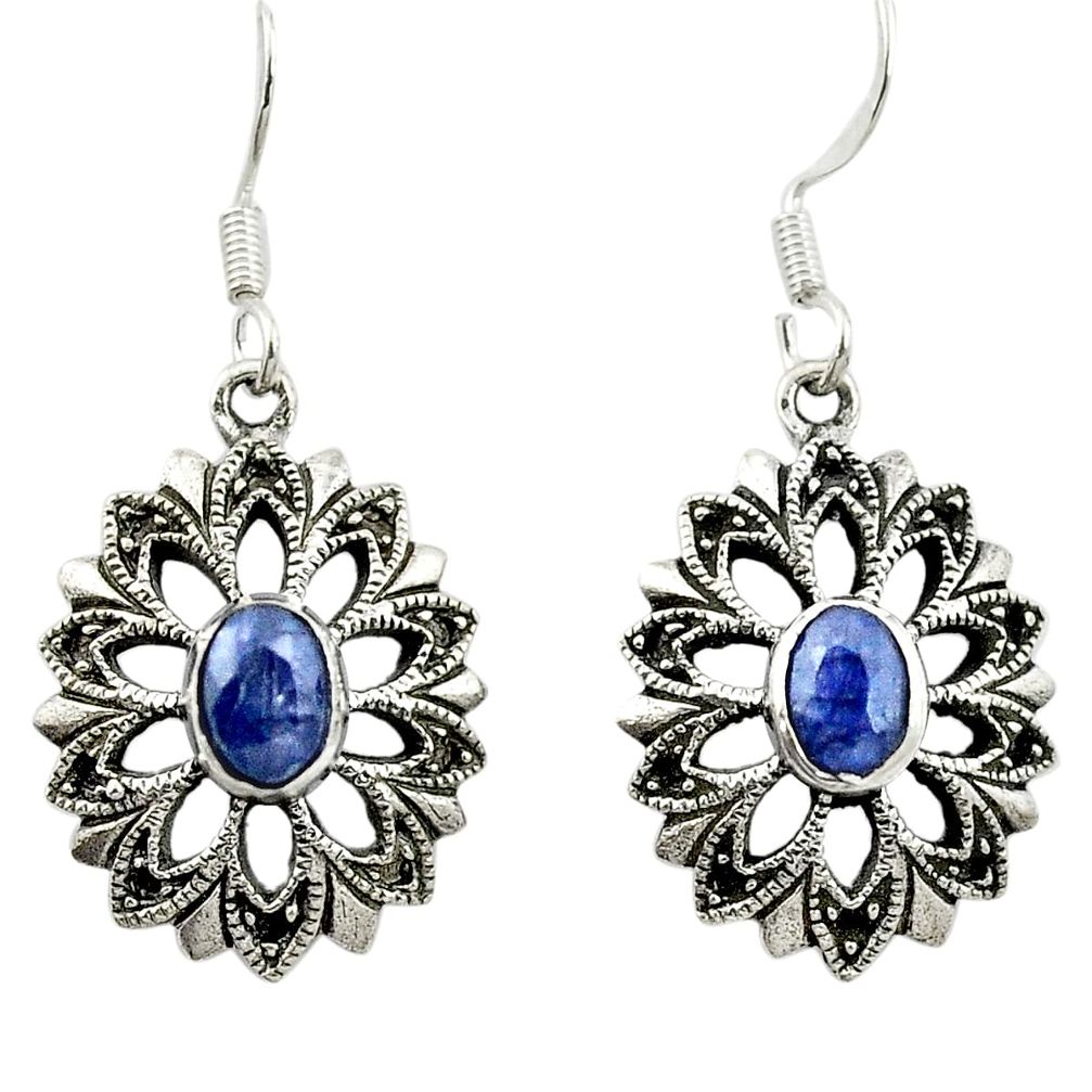 Natural blue sapphire 925 sterling silver dangle earrings jewelry m54555