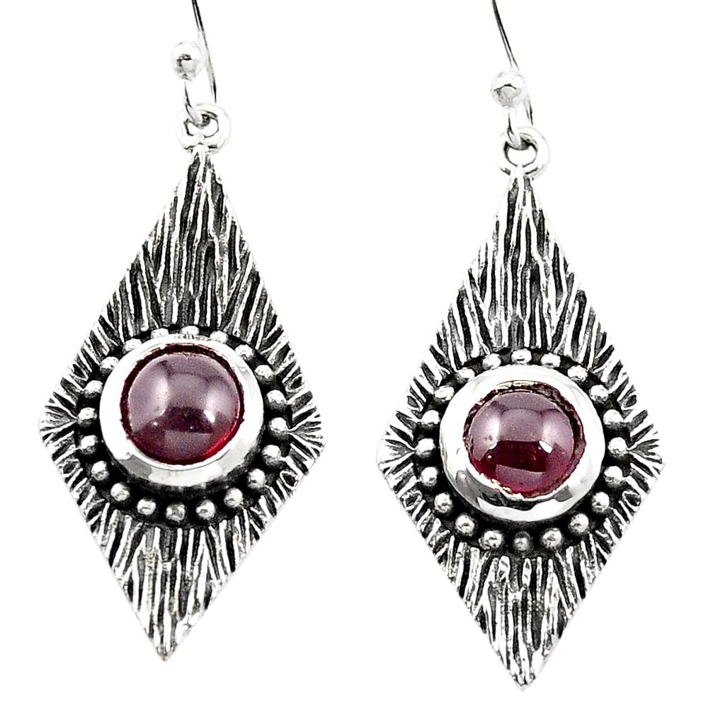 Natural red garnet 925 sterling silver dangle earrings jewelry m54563