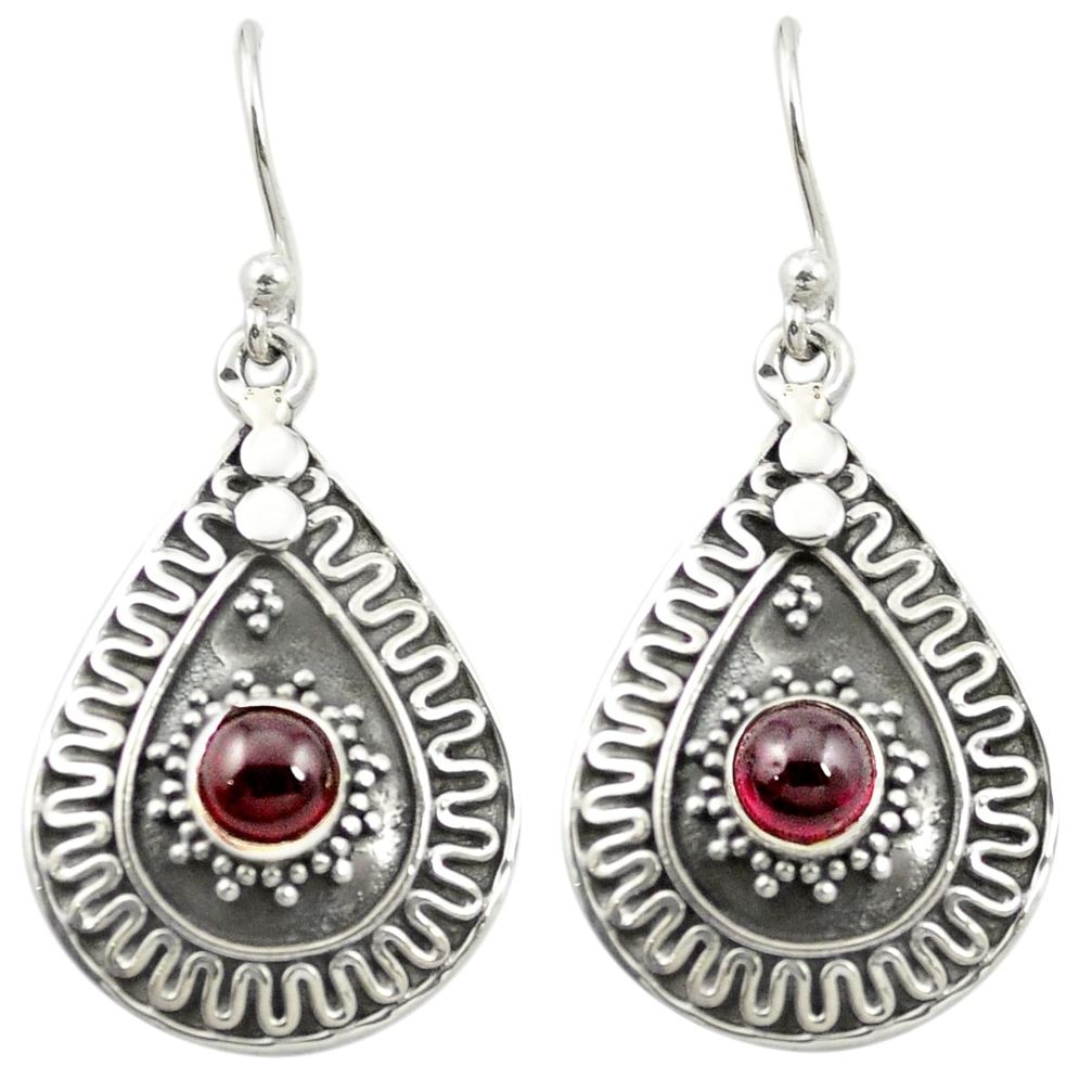 Natural red garnet 925 sterling silver dangle earrings jewelry m54607