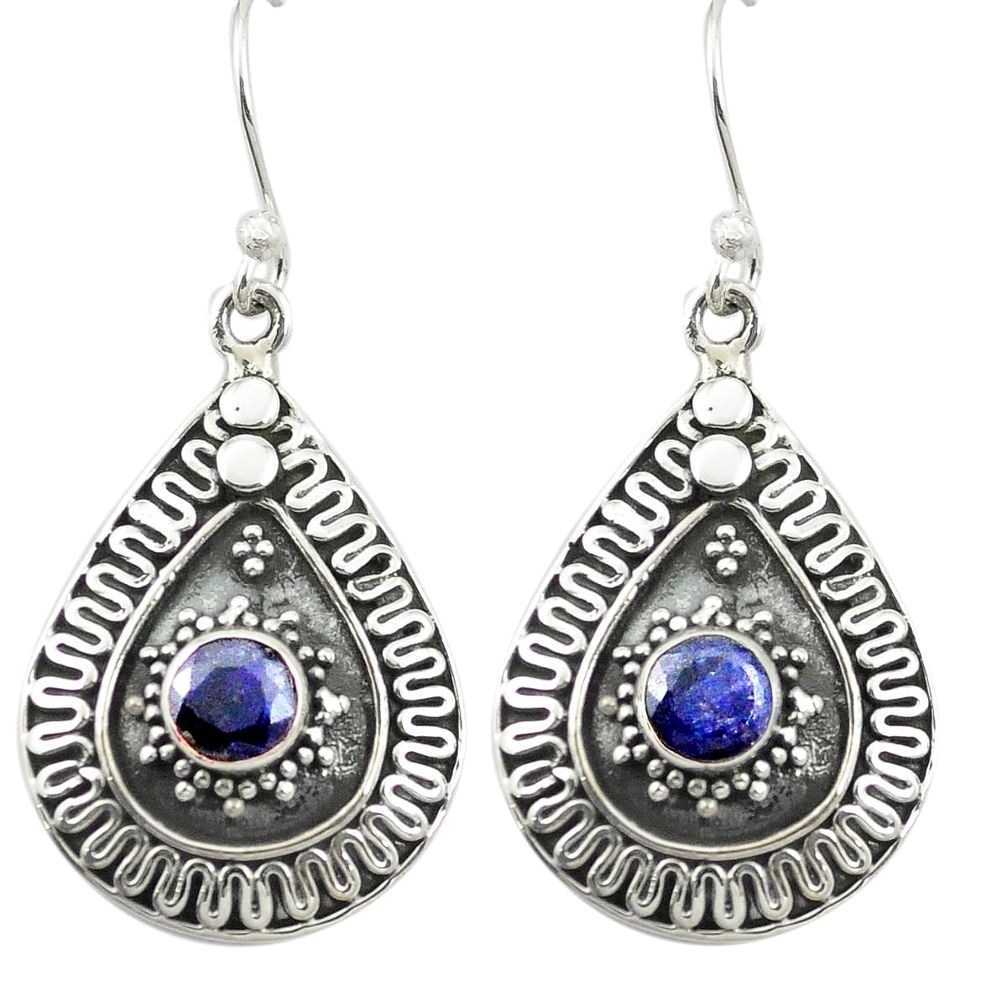 Natural blue sapphire 925 sterling silver dangle earrings jewelry m54611