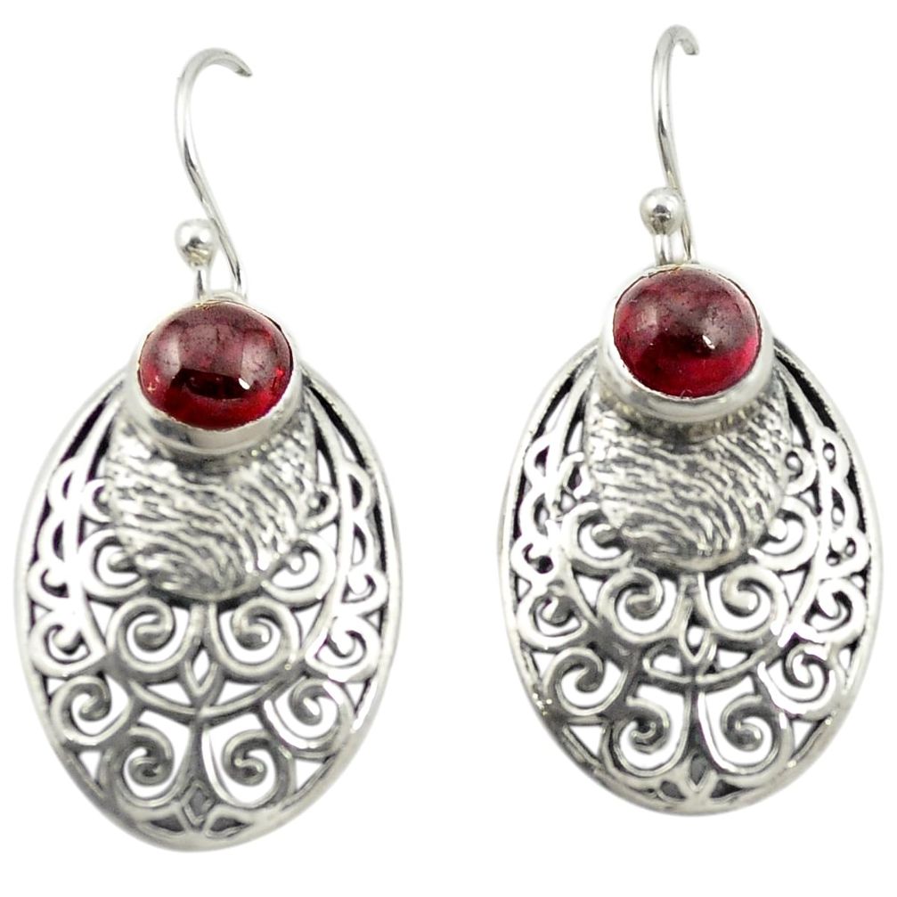Natural red garnet 925 sterling silver dangle earrings jewelry m54626