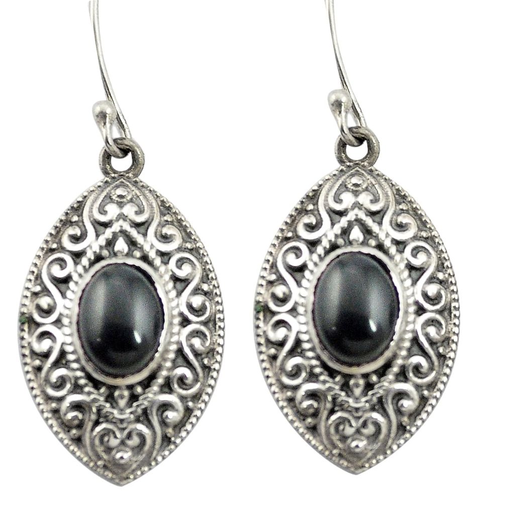 Natural black onyx 925 sterling silver dangle earrings jewelry m54685