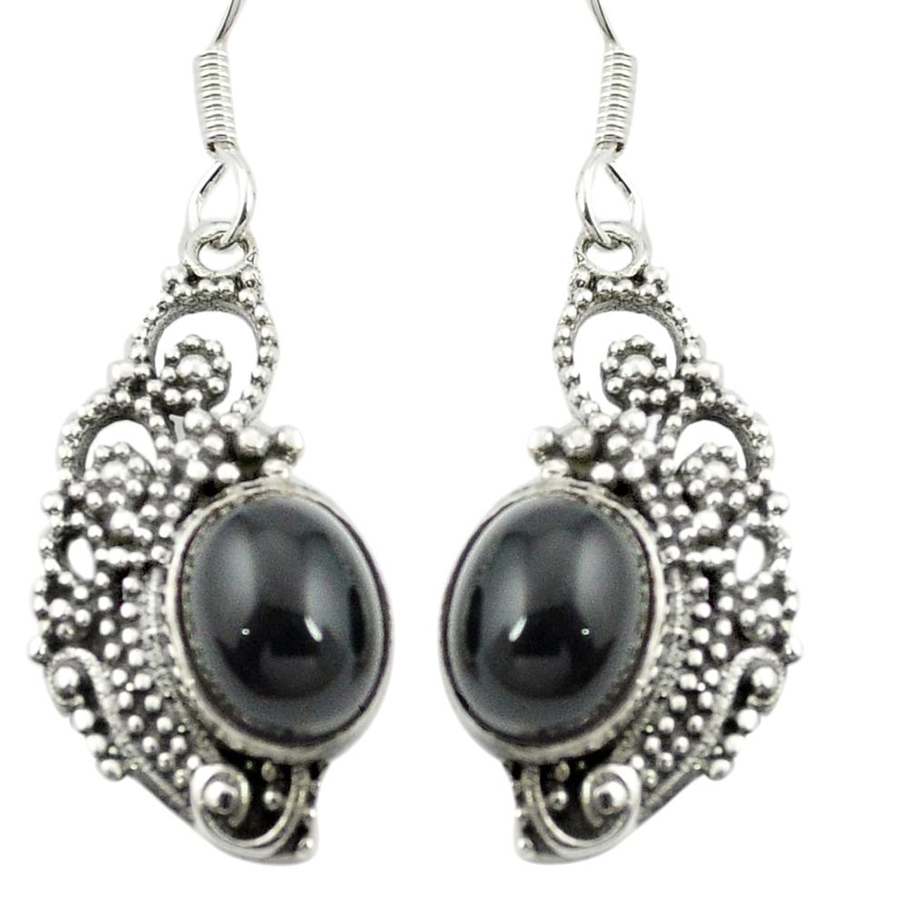 Natural black onyx 925 sterling silver dangle earrings jewelry m54713