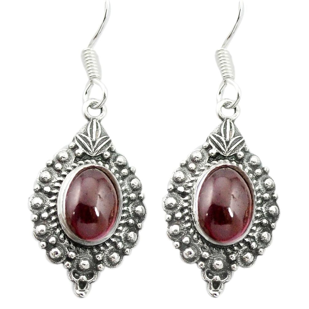 Natural red garnet 925 sterling silver dangle earrings jewelry m54747