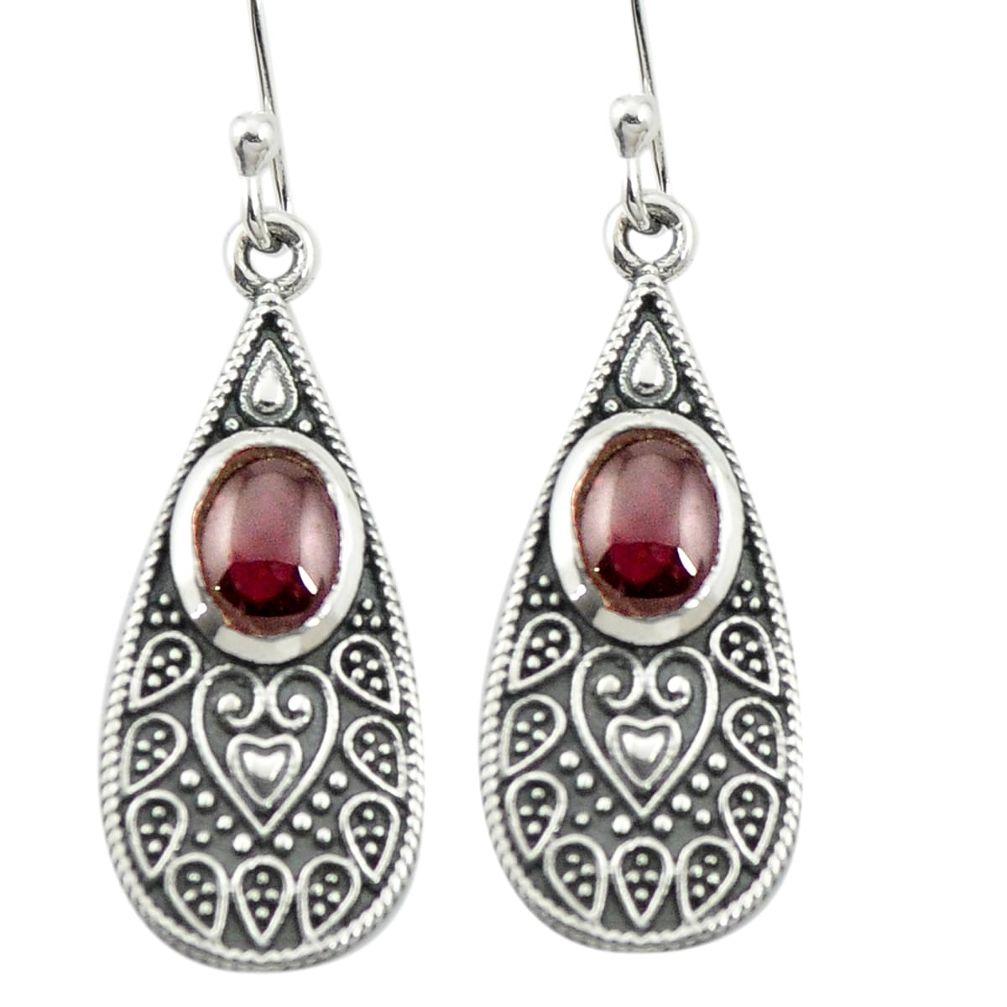 Natural red garnet 925 sterling silver dangle earrings jewelry m54750