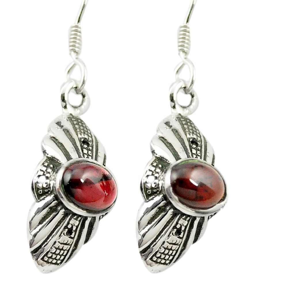 Natural red garnet 925 sterling silver dangle earrings jewelry m54771