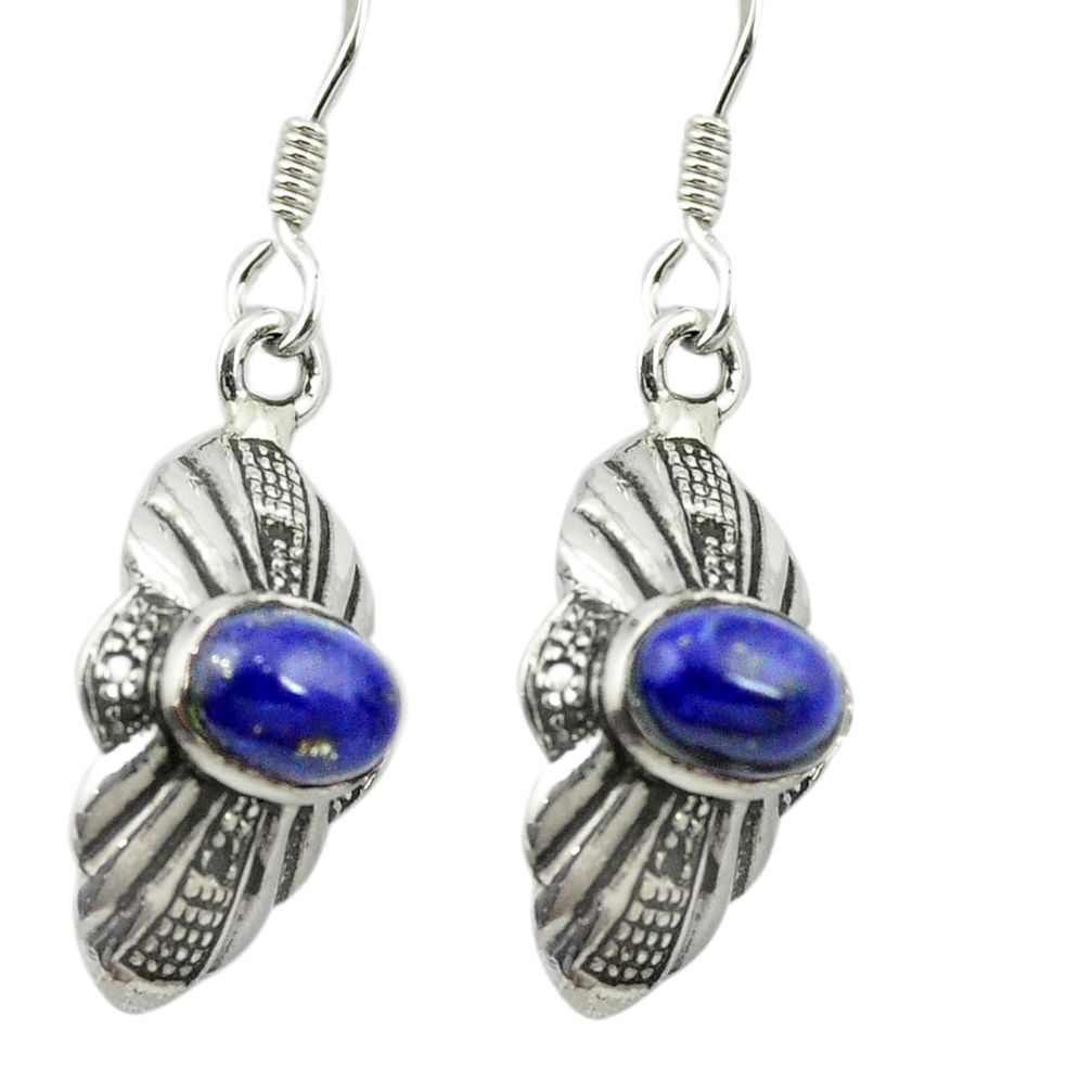 Natural blue lapis lazuli 925 sterling silver dangle earrings jewelry m54788