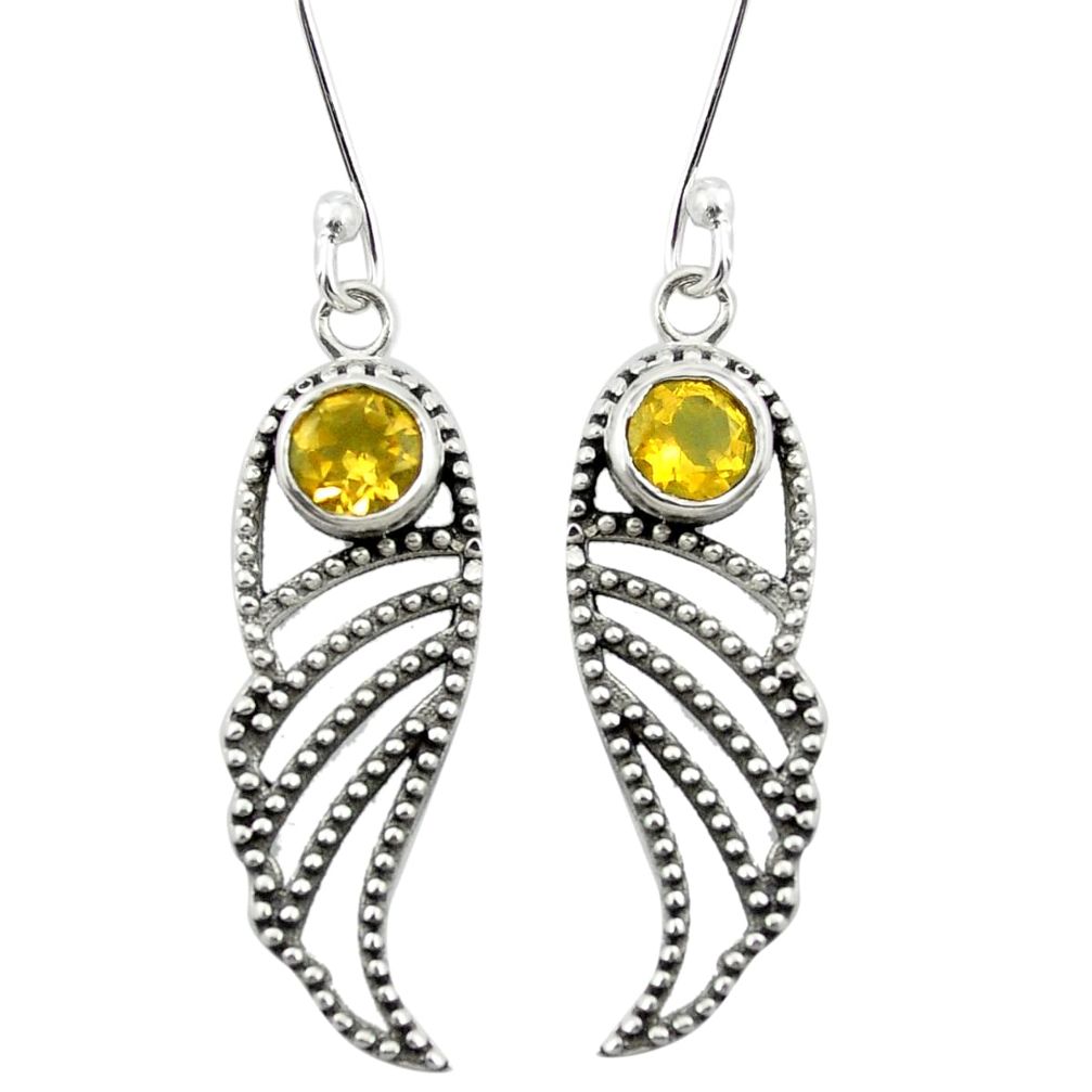 Natural yellow citrine 925 sterling silver dangle earrings m54995