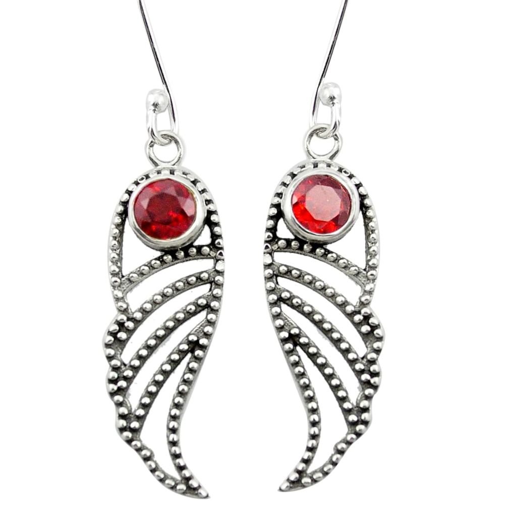 Natural red garnet 925 sterling silver dangle earrings jewelry m54997