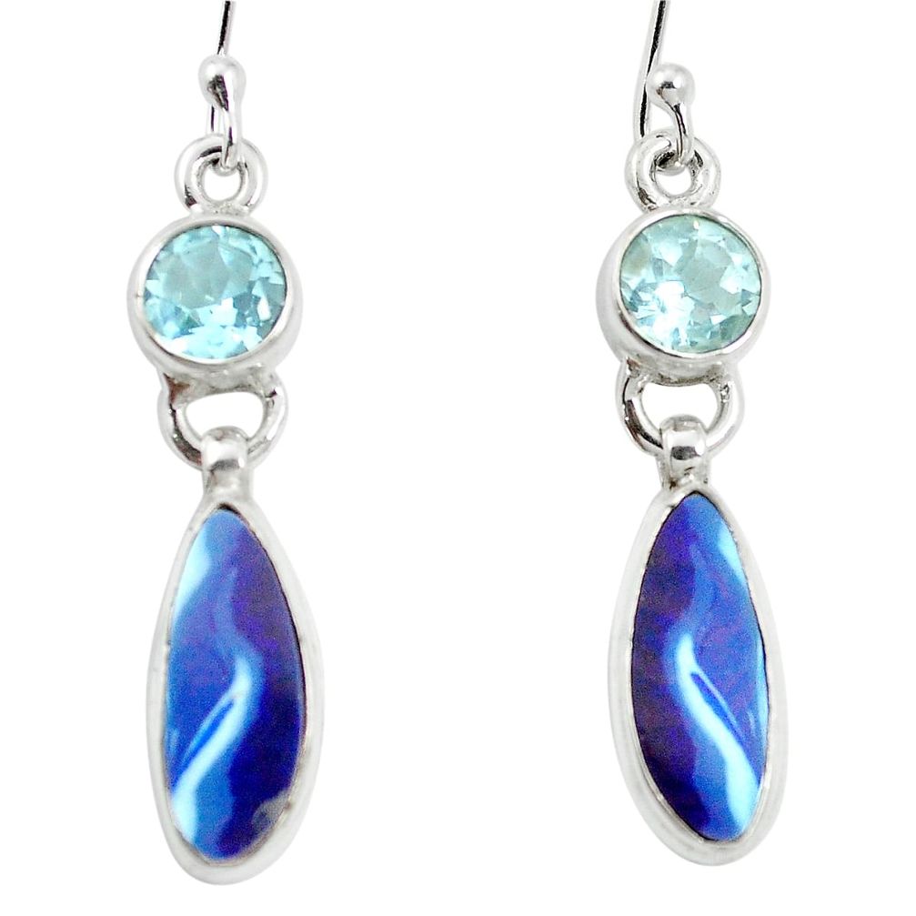 925 silver natural blue doublet opal australian dangle earrings jewelry m55184