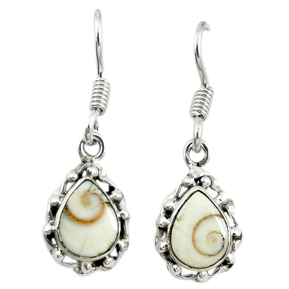 Natural white shiva eye 925 sterling silver dangle earrings m5659