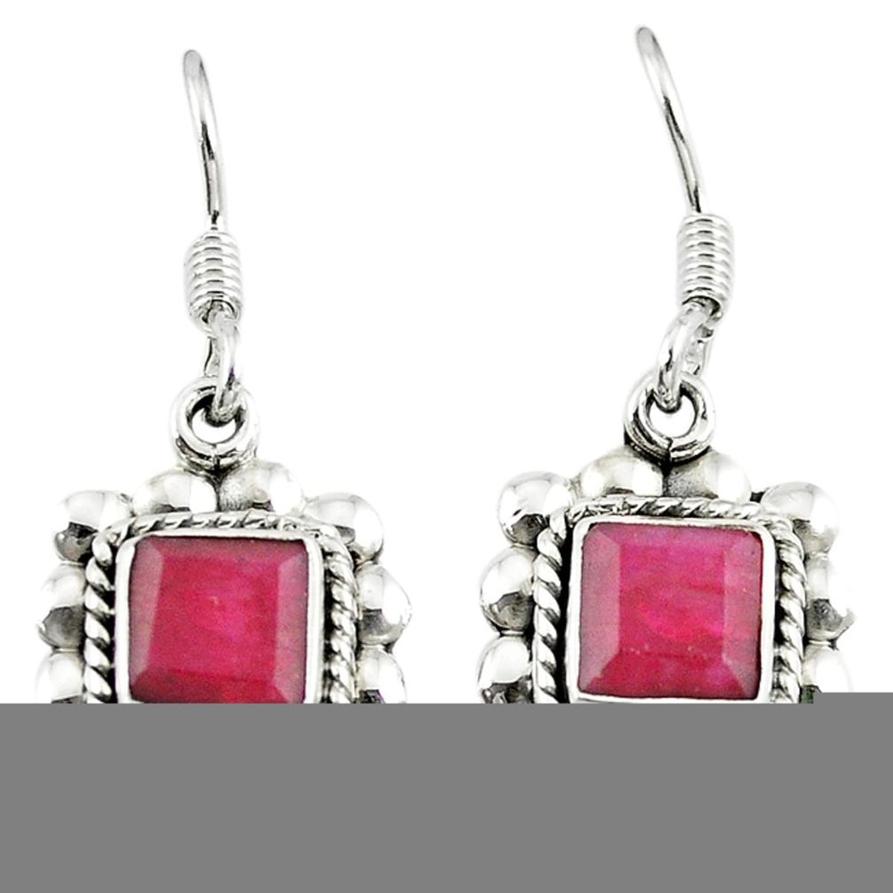 Natural red ruby 925 sterling silver dangle earrings jewelry m5674