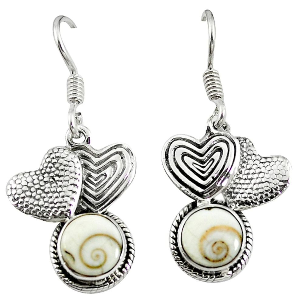 Natural white shiva eye 925 sterling silver dangle earrings jewelry m5685