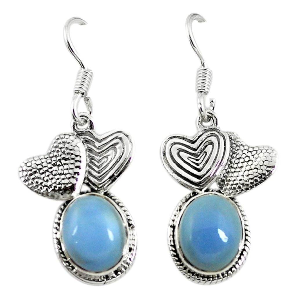 925 sterling silver natural blue owyhee opal couple hearts earrings m5699