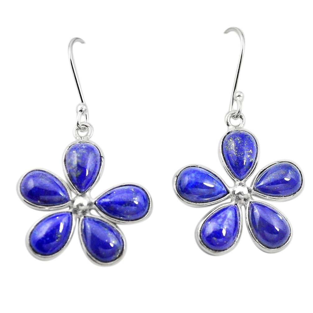 Natural blue lapis lazuli 925 sterling silver dangle earrings m57281