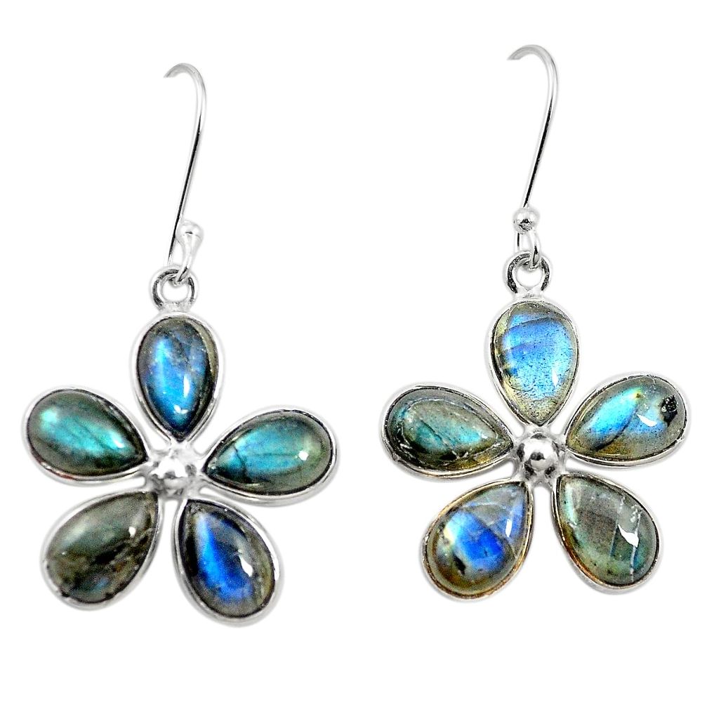 Natural blue labradorite 925 sterling silver dangle earrings m57283