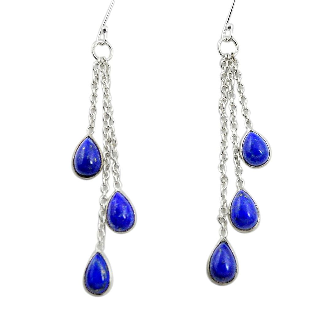 Natural blue lapis lazuli 925 silver chandelier earrings m57301