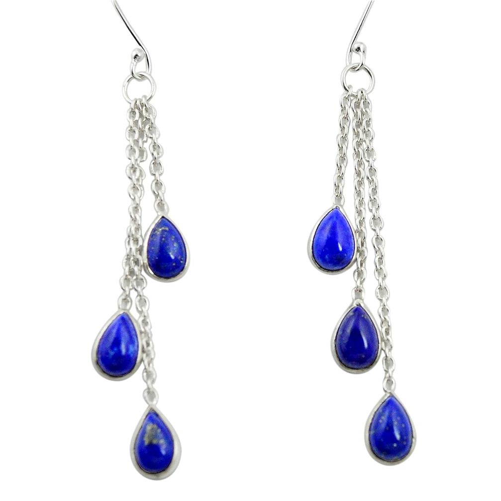 Natural blue lapis lazuli 925 silver chandelier earrings m57302