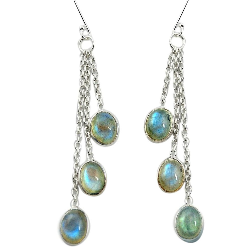 Natural blue labradorite 925 sterling silver chandelier earrings m57305