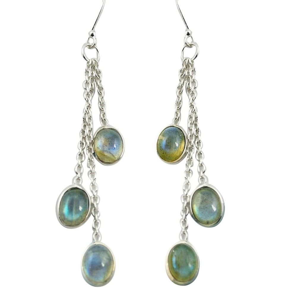 Natural blue labradorite 925 sterling silver chandelier earrings m57306