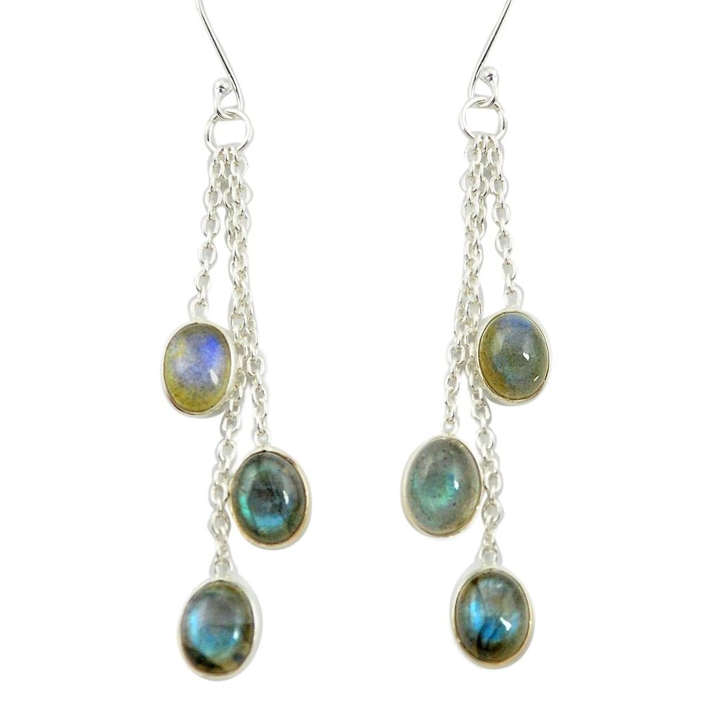 Natural blue labradorite 925 sterling silver chandelier earrings m57308