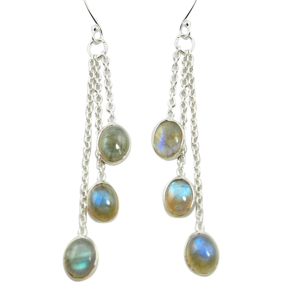 Natural blue labradorite 925 sterling silver chandelier earrings m57310