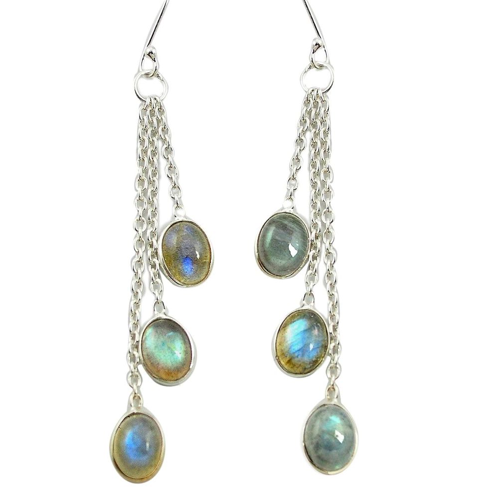 Natural blue labradorite 925 sterling silver chandelier earrings m57311
