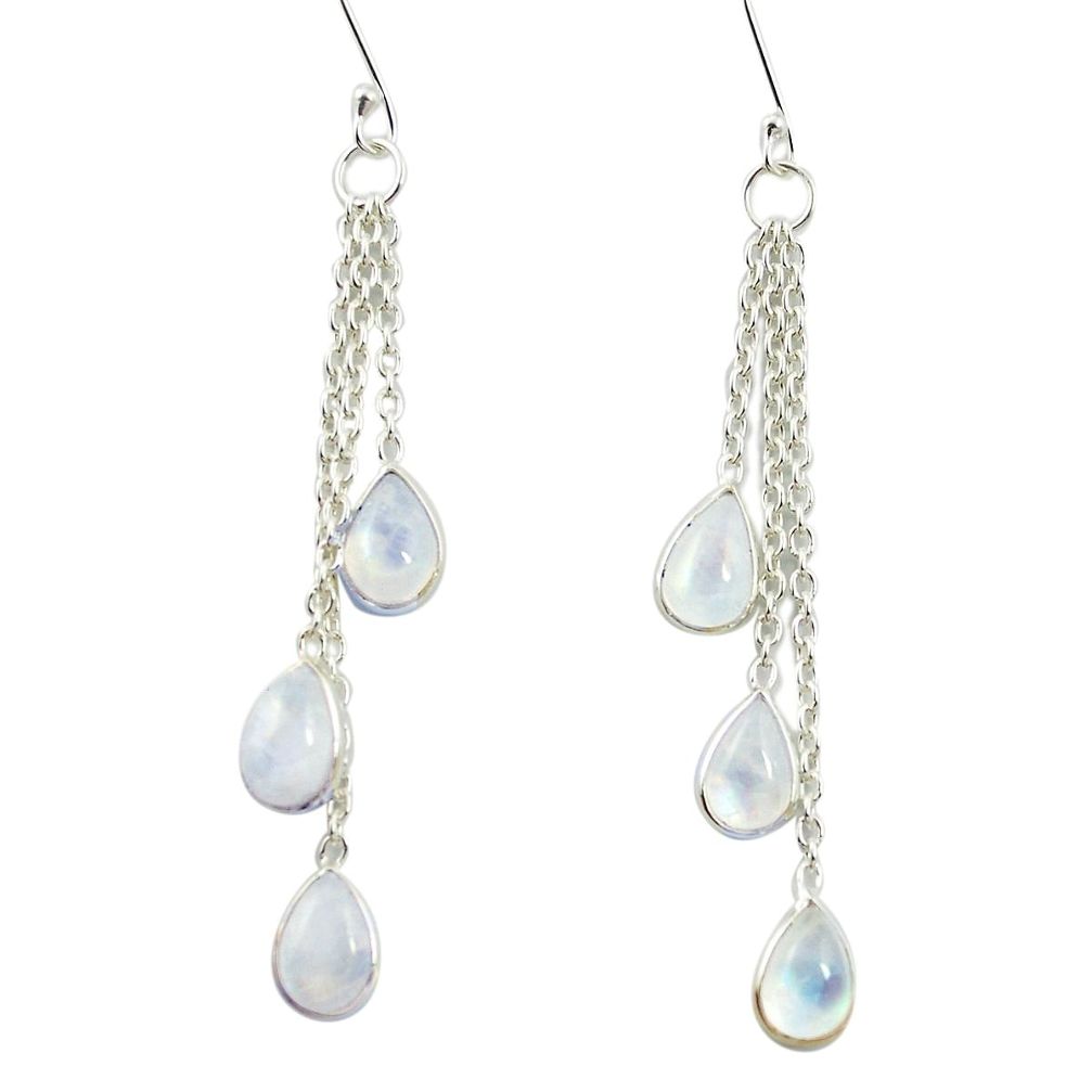 Natural rainbow moonstone 925 sterling silver chandelier earrings m57314