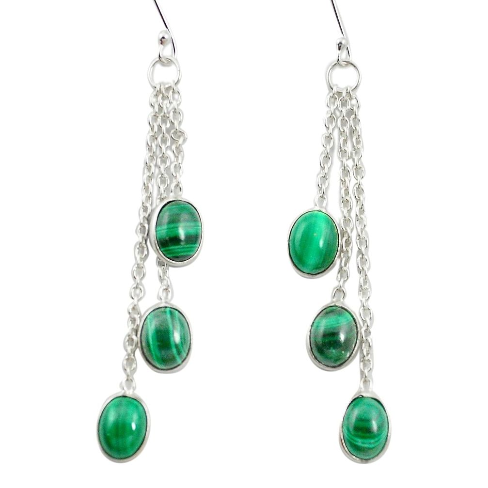 925 silver natural green malachite (pilot's stone) chandelier earrings m57320