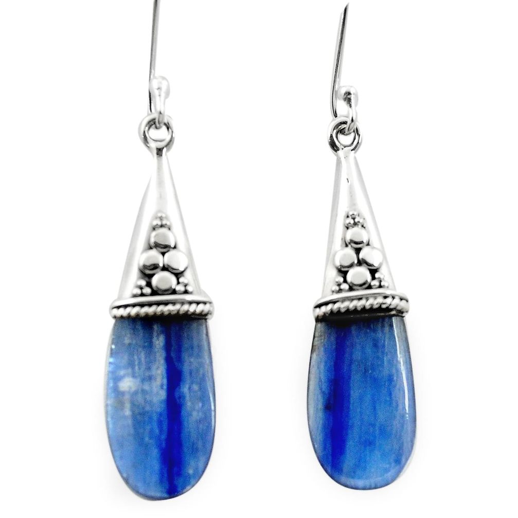 Natural blue kyanite 925 sterling silver dangle earrings jewelry m57778