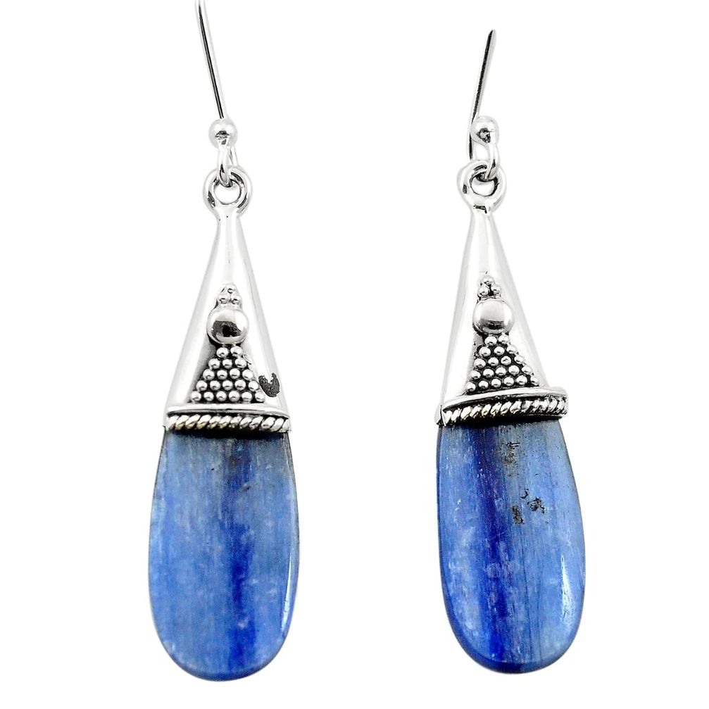 Natural blue kyanite 925 sterling silver dangle earrings jewelry m57779