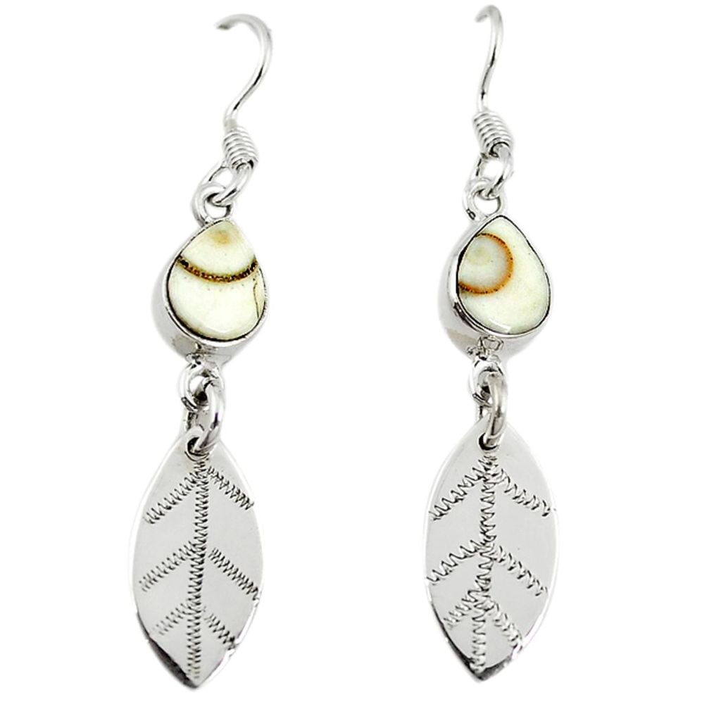 925 sterling silver natural white shiva eye dangle leaf earrings m5804