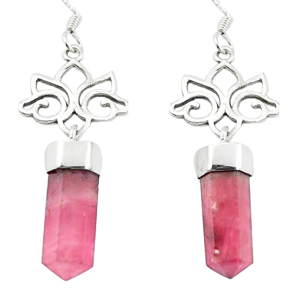 13.27cts natural pink tourmaline 925 sterling silver pointer earrings m58802