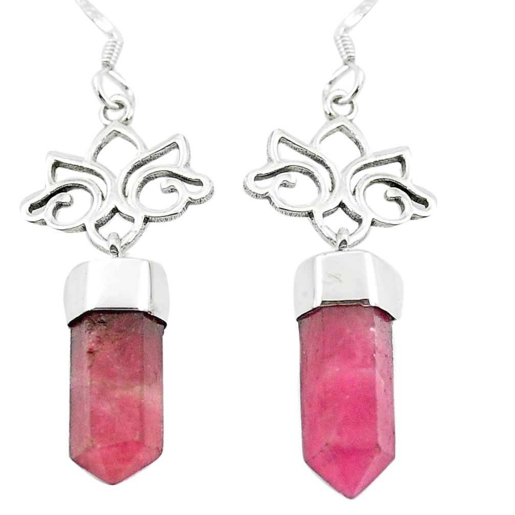 11.57cts natural pink tourmaline 925 sterling silver pointer earrings m58804