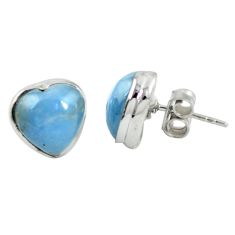 Natural blue angelite heart 925 sterling silver stud earrings jewelry m60272