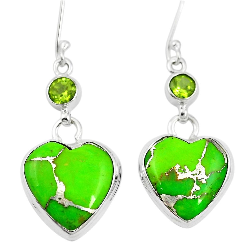 925 silver green copper turquoise peridot dangle earrings jewelry m60350