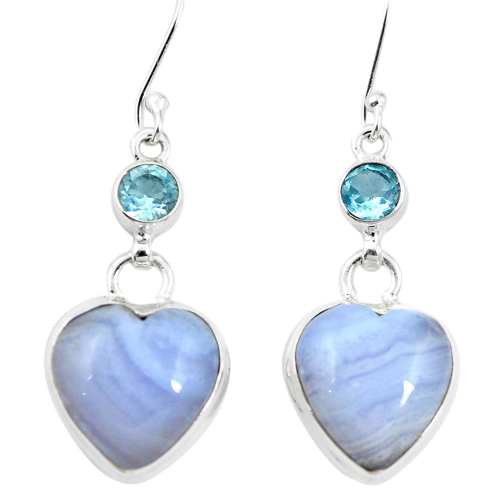 925 silver natural blue lace agate topaz dangle earrings jewelry m60354