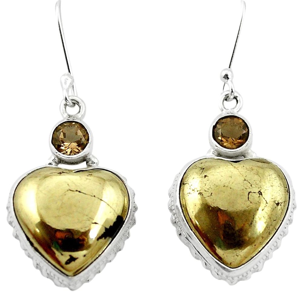 925 silver natural golden pyrite in magnetite (healer's gold) earrings m61534