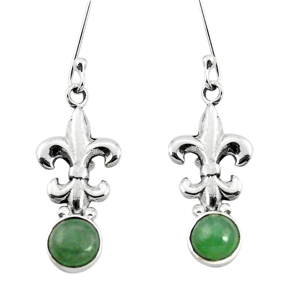 Natural green chalcedony 925 sterling silver dangle earrings m61963