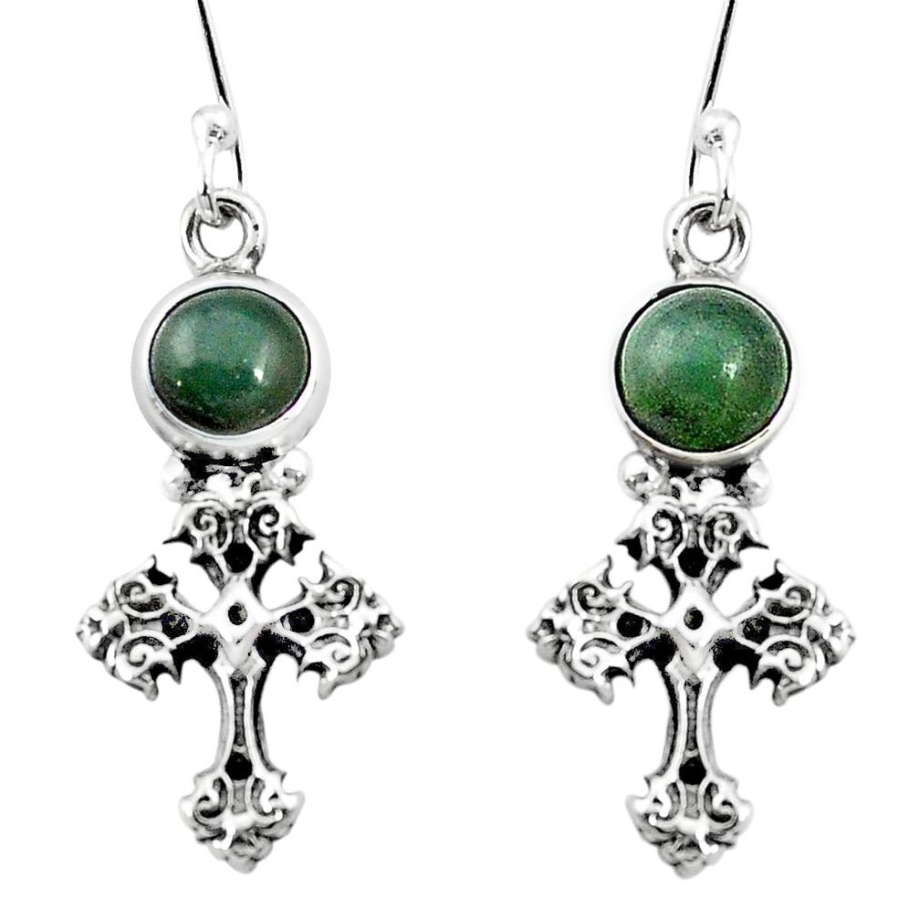 Natural green chalcedony 925 sterling silver holy cross earrings m61981