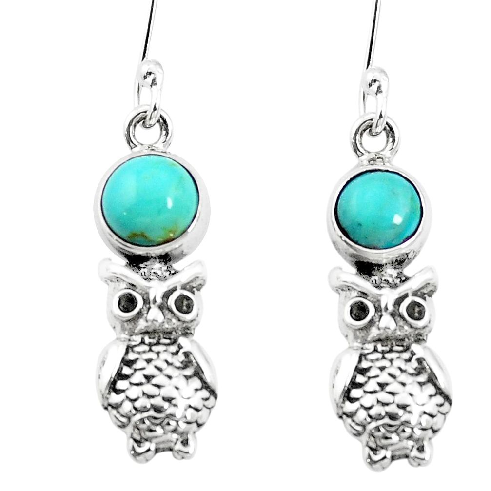 925 sterling silver green arizona mohave turquoise owl earrings m62000