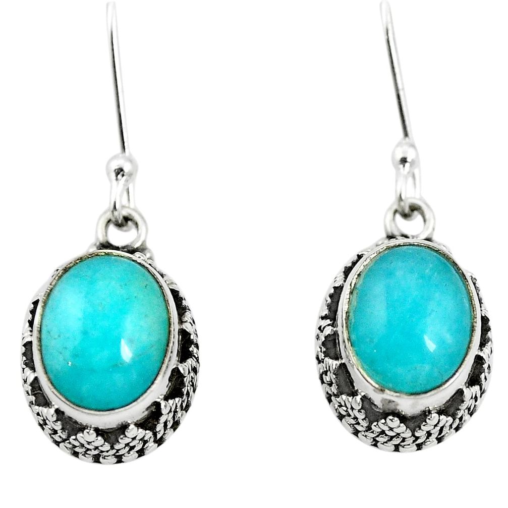 Natural green peruvian amazonite 925 silver dangle earrings m62870