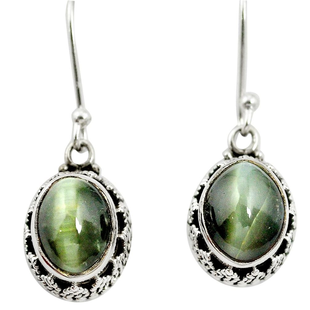 Green cats eye 925 sterling silver dangle earrings jewelry m62881