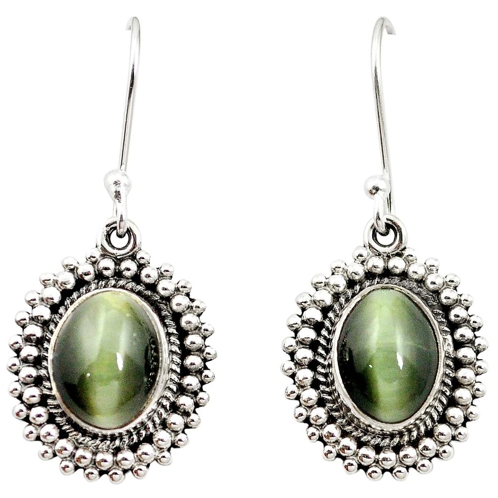 Green cats eye 925 sterling silver dangle earrings jewelry m62882