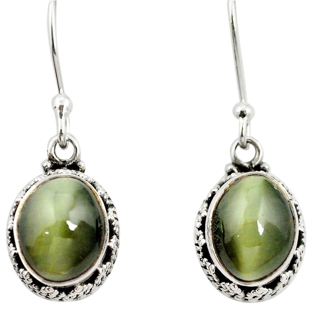 Green cats eye 925 sterling silver dangle earrings jewelry m62886